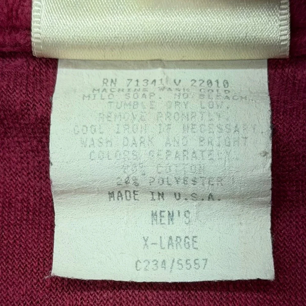 Vintage LL Bean‎ Velour Polo Shirt Mens XL  Long Sleeve Burgundy Red Made in USA
